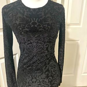 Black with silver accents evening dress.